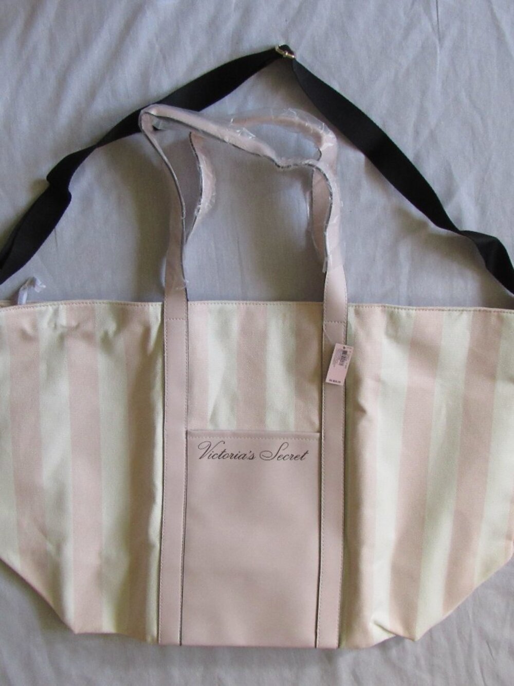 NWT Victoria's Secret Weekender Tote Bag Signature Pink White Stripes MSRP $68